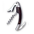 Curved Stainless Steel Corkscrew w/Dark Wood Inset